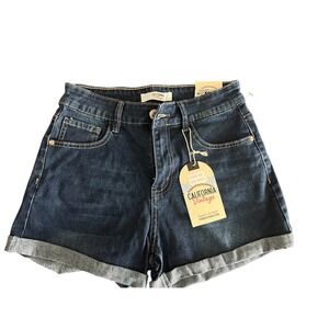 California Vintage Denim Shorts Womens Size‎ 5 Dark Wash Cuffed High Rise